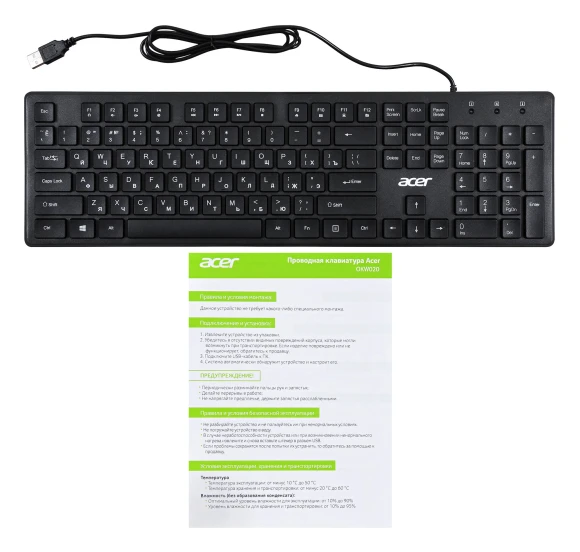 Клавиатура Acer OKW020 черный USB slim Multimedia (ZL.KBDEE.001)