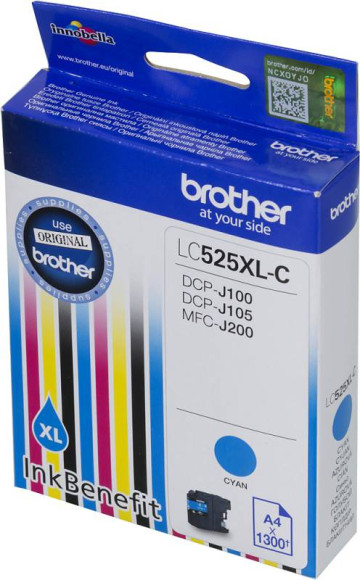 Картридж струйный Brother LC525XLC голубой (1300стр.) для Brother DCP-J100/J105/J200 Картридж струйный Brother LC525XLC голубой (1300стр.) для Brother DCP-J100/J105/J200
