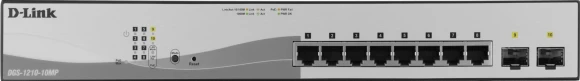 Коммутатор D-Link DGS-1210-10MP/FL (L2) 8x1Гбит/с 2SFP 8PoE+ 130W управляемый Коммутатор D-Link DGS-1210-10MP/FL (L2) 8x1Гбит/с 2SFP 8PoE+ 130W управляемый