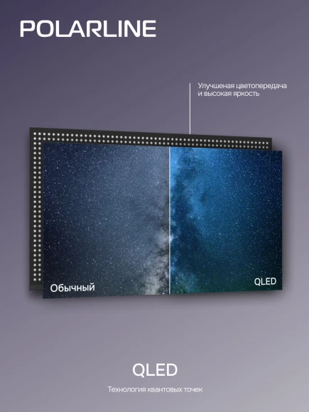 Телевизор QLED PolarLine 50" 50PQ71STC-SM черный/серебристый 4K Ultra HD 60Hz DVB-T DVB-T2 DVB-C DVB-S2 USB WiFi Smart TV (RUS)