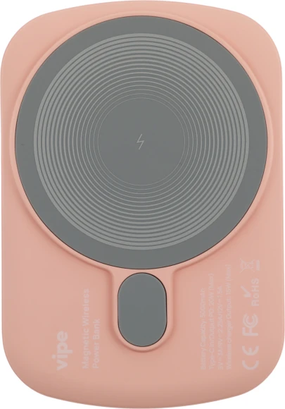 Мобильный аккумулятор Vipe Jake 5000mAh PD 20W 3A USB-C беспров.зар. розовый (VPPBJAKE5KSTPNK)