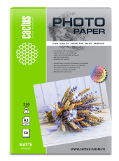 Фотобумага Cactus CS-MA323050 A3/230г/м2/50л./белый матовое для струйной печати Фотобумага Cactus CS-MA323050 A3/230г/м2/50л./белый матовое для струйной печати