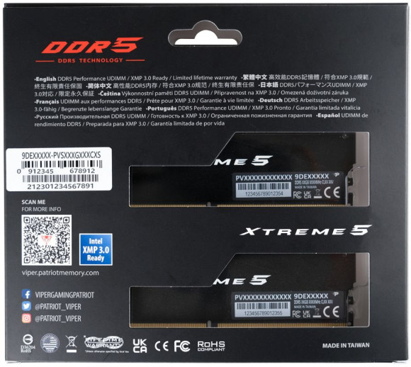 Память DDR5 2x16GB 8200MHz Patriot PVX532G82C38K Viper Xtreme 5 RTL Gaming PC5-65600 CL38 DIMM 288-pin 1.1В с радиатором Ret Память DDR5 2x16GB 8200MHz Patriot PVX532G82C38K Viper Xtreme 5 RTL Gaming PC5-65600 CL38 DIMM 288-pin 1.1В с радиатором Ret
