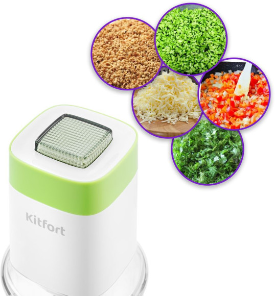 Измельчитель электрический Kitfort КТ-1378 0.6л. 600Вт белый/зеленый Измельчитель электрический Kitfort КТ-1378 0.6л. 600Вт белый/зеленый