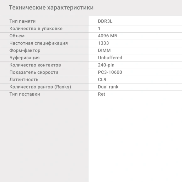 Память DDR3 4GB 1333MHz Digma DGMAD31333004D RTL PC3-10600 CL9 DIMM 240-pin 1.35В dual rank Ret