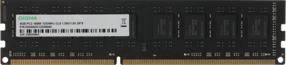 Память DDR3 4GB 1333MHz Digma DGMAD31333004D RTL PC3-10600 CL9 DIMM 240-pin 1.35В dual rank Ret