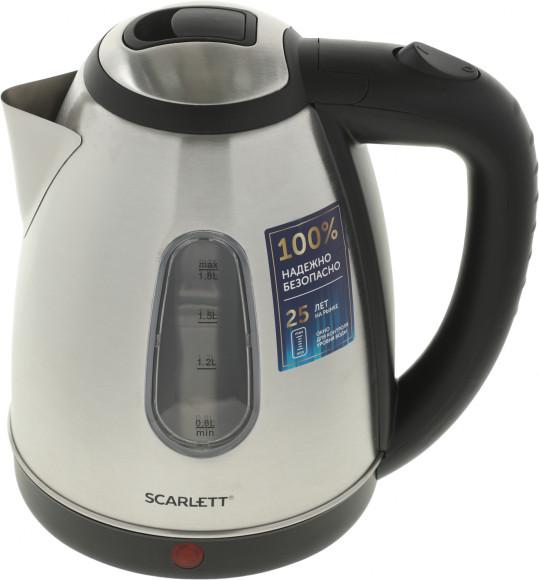 Чайник электрический Scarlett SC-EK21S88 1.8л. 2200Вт черный/серебристый корпус: металл