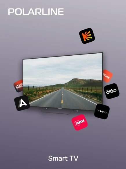 Телевизор LED PolarLine 65" 65PU51TC-SM черный 4K Ultra HD 60Hz DVB-T DVB-T2 DVB-C DVB-S2 USB WiFi Smart TV (RUS)