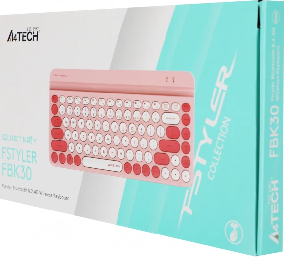 Клавиатура A4Tech Fstyler FBK30 розовый USB беспроводная BT/Radio slim Multimedia (FBK30 RASPBERRY)