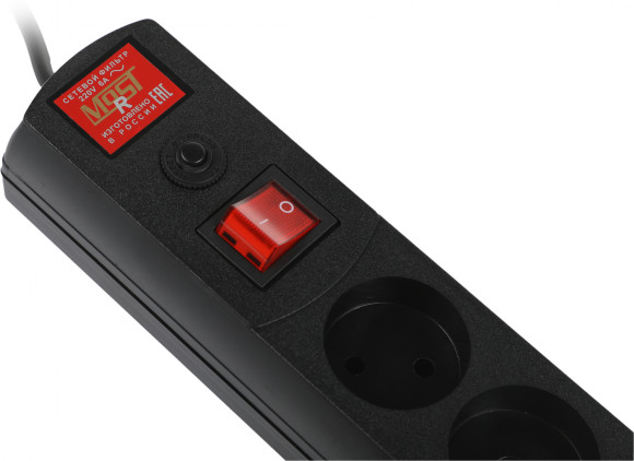 Сетевой фильтр Most R 5м (6 розеток) черный (коробка)