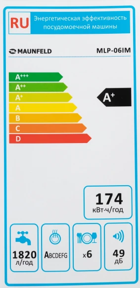 Посудомоечная машина встраив. Maunfeld MLP-06IM 1280Вт компактная