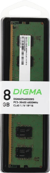 Память DDR5 8Gb 4800MHz Digma DGMAD5480008S RTL PC5-38400 CL40 DIMM 288-pin 1.1В single rank Ret Память DDR5 8Gb 4800MHz Digma DGMAD5480008S RTL PC5-38400 CL40 DIMM 288-pin 1.1В single rank Ret