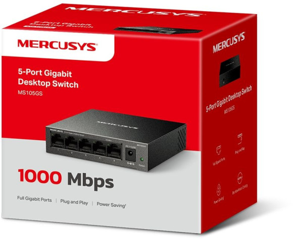 Коммутатор Mercusys MS105GS (L2) 5x1Гбит/с неуправляемый Коммутатор Mercusys MS105GS (L2) 5x1Гбит/с неуправляемый