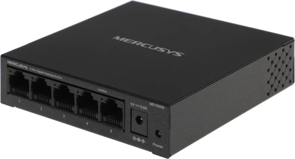Коммутатор Mercusys MS105GS (L2) 5x1Гбит/с неуправляемый Коммутатор Mercusys MS105GS (L2) 5x1Гбит/с неуправляемый