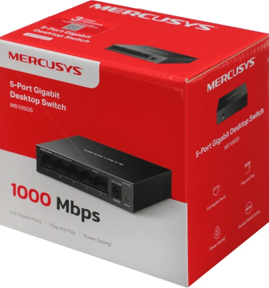 Коммутатор Mercusys MS105GS (L2) 5x1Гбит/с неуправляемый Коммутатор Mercusys MS105GS (L2) 5x1Гбит/с неуправляемый