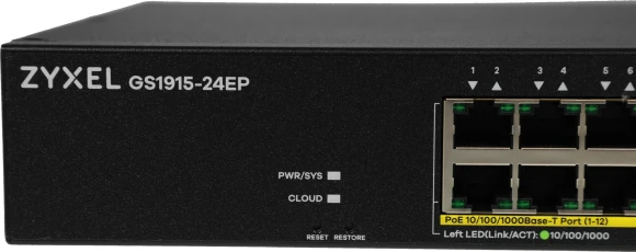 Коммутатор Zyxel GS1915-24EP-EU0101F (L2) 24x1Гбит/с 12PoE+ 130W управляемый