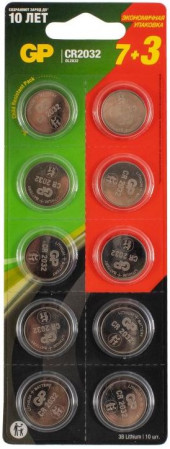Батарея GP Lithium Cell CR2032-7/3-2CR10 CR2032 (10шт) блистер Батарея GP Lithium Cell CR2032-7/3-2CR10 CR2032 (10шт) блистер