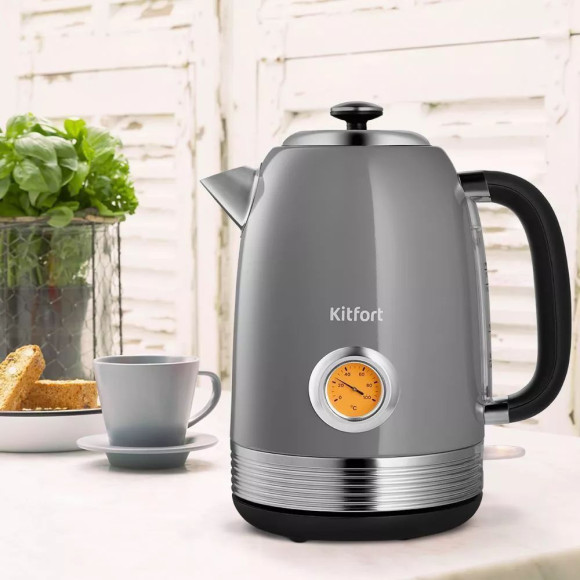 Чайник электрический Kitfort КТ-6605 1.7л. 2200Вт серый корпус: металл/пластик
