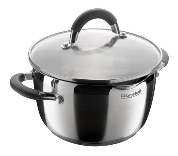 Кастрюля Rondell Flamme RDS-024 3.2л. d=20см (с крышкой) стальной Кастрюля Rondell Flamme RDS-024 3.2л. d=20см (с крышкой) стальной