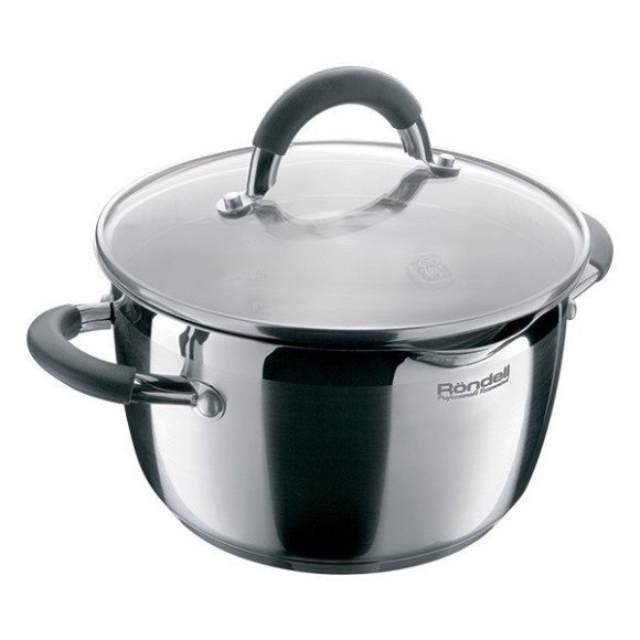 Кастрюля Rondell Flamme RDS-024 3.2л. d=20см (с крышкой) стальной Кастрюля Rondell Flamme RDS-024 3.2л. d=20см (с крышкой) стальной