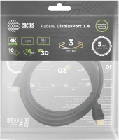 Кабель аудио-видео Cactus CS-DP-DP-1.4-3 DisplayPort (m)/DisplayPort (m) 3м. позолоч.конт. черный Кабель аудио-видео Cactus CS-DP-DP-1.4-3 DisplayPort (m)/DisplayPort (m) 3м. позолоч.конт. черный