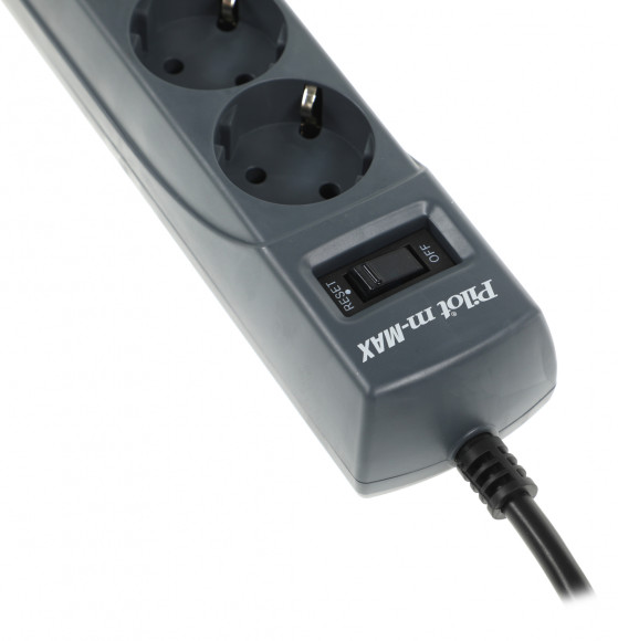 Сетевой фильтр Pilot m-MAX 3м (4 розетки) серый (коробка)