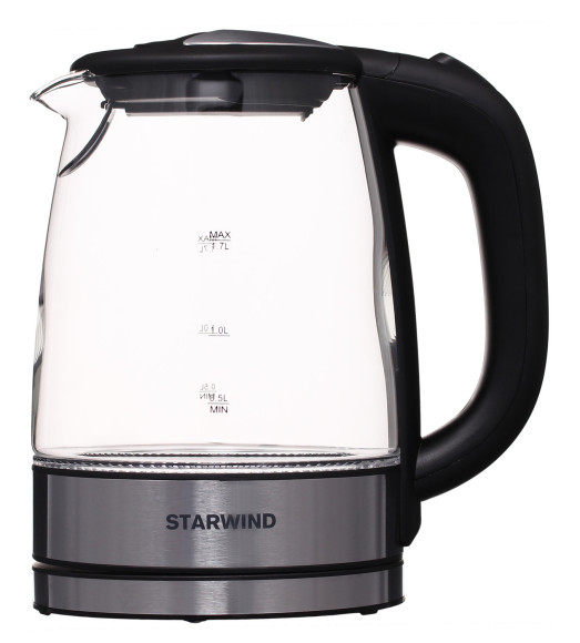 Чайник электрический Starwind SKG5210 1.7л. 2200Вт черный/серебристый корпус: стекло/металл/пластик Чайник электрический Starwind SKG5210 1.7л. 2200Вт черный/серебристый корпус: стекло/металл/пластик