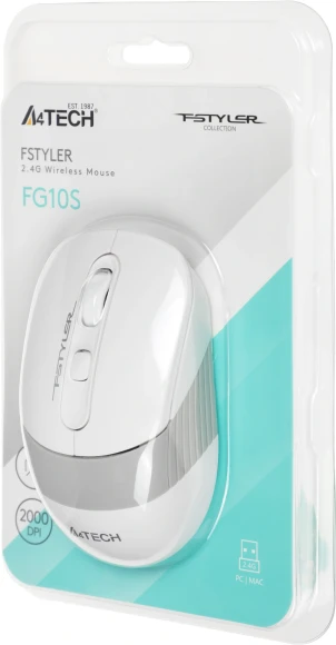 Мышь A4Tech Fstyler FG10S белый/серый оптическая 2000dpi silent беспров. USB для ноутбука 4but (FG10S WHITE) Мышь A4Tech Fstyler FG10S белый/серый оптическая 2000dpi silent беспров. USB для ноутбука 4but (FG10S WHITE)