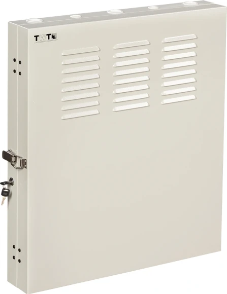 Шкаф коммутационный Lanmaster (TWT-CBVRT-2U-6X7-GY) настенный 2U 650x114мм пер.дв.металл направл.под винты 68кг серый 505мм 19кг 741мм IP20 сталь