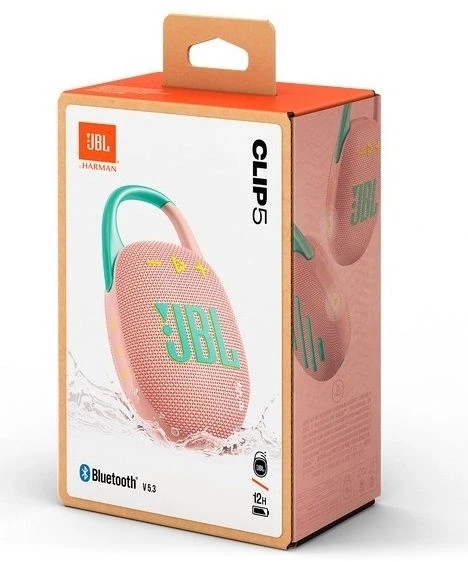 Колонка порт. JBL Clip 5 розовый 7W Mono BT 10м 1400mAh Колонка порт. JBL Clip 5 розовый 7W Mono BT 10м 1400mAh