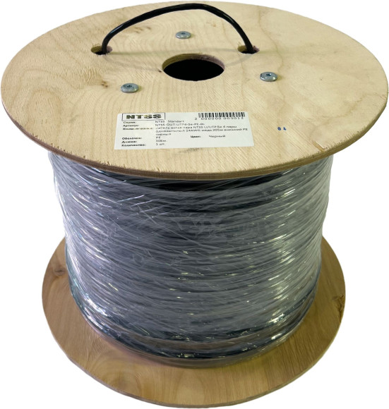 Кабель информационный NTSS NTSS-OUT-UTP4-5Е-PE-BL кат.5E UTP 4 пары 24AWG PE внешний 305м черный Кабель информационный NTSS NTSS-OUT-UTP4-5Е-PE-BL кат.5E UTP 4 пары 24AWG PE внешний 305м черный