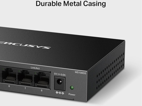 Коммутатор Mercusys MS108GS (L2) 8x1Гбит/с неуправляемый Коммутатор Mercusys MS108GS (L2) 8x1Гбит/с неуправляемый