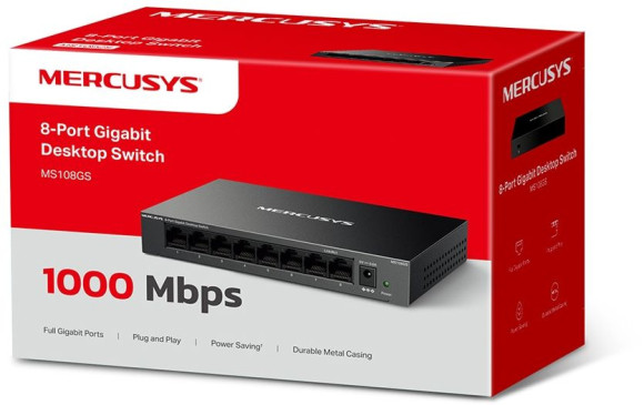 Коммутатор Mercusys MS108GS (L2) 8x1Гбит/с неуправляемый Коммутатор Mercusys MS108GS (L2) 8x1Гбит/с неуправляемый