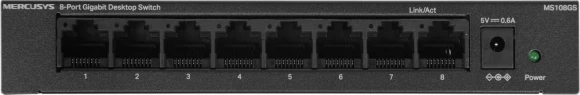 Коммутатор Mercusys MS108GS (L2) 8x1Гбит/с неуправляемый Коммутатор Mercusys MS108GS (L2) 8x1Гбит/с неуправляемый