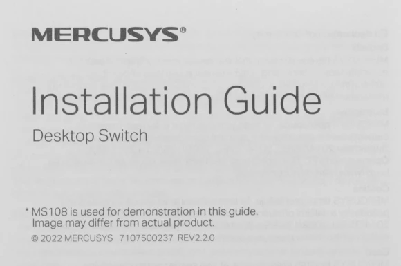 Коммутатор Mercusys MS108GS (L2) 8x1Гбит/с неуправляемый Коммутатор Mercusys MS108GS (L2) 8x1Гбит/с неуправляемый