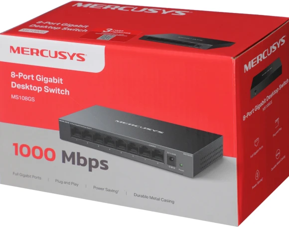 Коммутатор Mercusys MS108GS (L2) 8x1Гбит/с неуправляемый Коммутатор Mercusys MS108GS (L2) 8x1Гбит/с неуправляемый