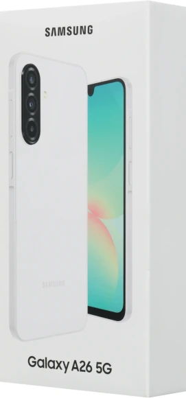 Смартфон Samsung SM-A266B Galaxy A26 5G 256Gb 8Gb белый моноблок 3G 4G 2Sim 6.7" 1080x2340 Android 15 50Mpix 802.11 a/b/g/n/ac NFC GPS GSM900/1800 GSM1900 Protect microSD max2048Gb