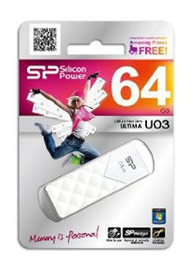 Флеш Диск Silicon Power 64Gb Ultima U03 SP064GBUF2U03V1W USB2.0 белый