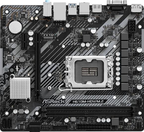 Материнская плата Asrock H610M-HDV/M.2 R2.0 Soc-1700 Intel H610 2xDDR4 mATX AC`97 8ch(7.1) GbLAN+VGA+HDMI+DP Материнская плата Asrock H610M-HDV/M.2 R2.0 Soc-1700 Intel H610 2xDDR4 mATX AC`97 8ch(7.1) GbLAN+VGA+HDMI+DP