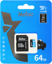 Флеш карта microSDXC 64GB Netac NT02P500STN-064G-R P500 + adapter Флеш карта microSDXC 64GB Netac NT02P500STN-064G-R P500 + adapter