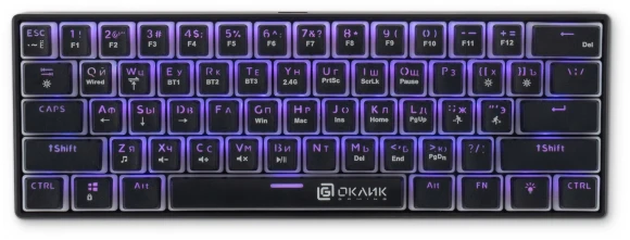 Клавиатура Оклик K763W механическая черный USB беспроводная BT/Radio Multimedia for gamer LED (1920548) Клавиатура Оклик K763W механическая черный USB беспроводная BT/Radio Multimedia for gamer LED (1920548)