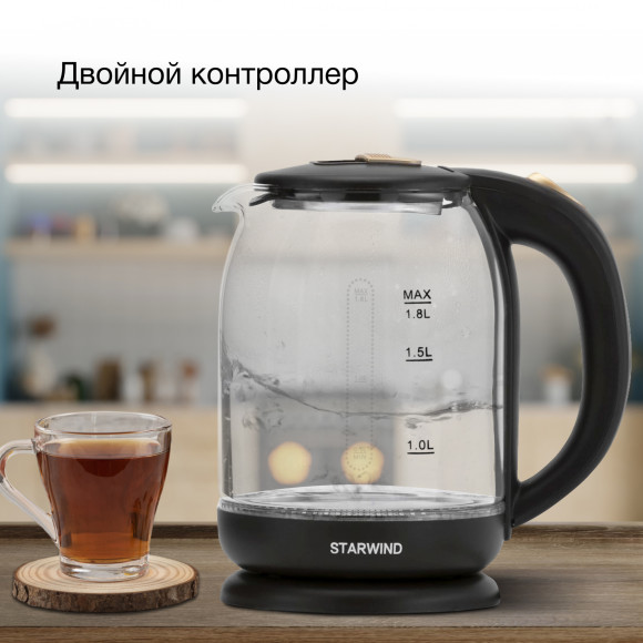 Чайник электрический Starwind SKG1052 1.8л. 1500Вт темно-коричневый/бронзовый корпус: стекло Чайник электрический Starwind SKG1052 1.8л. 1500Вт темно-коричневый/бронзовый корпус: стекло