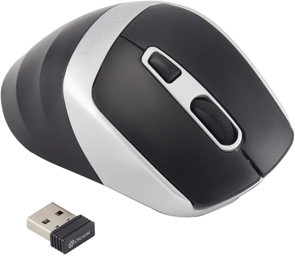 Мышь Оклик 516MW черный/серебристый оптическая 1600dpi silent беспров. BT/Radio USB для ноутбука 6but (1978689)