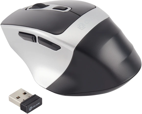 Мышь Оклик 516MW черный/серебристый оптическая 1600dpi silent беспров. BT/Radio USB для ноутбука 6but (1978689)