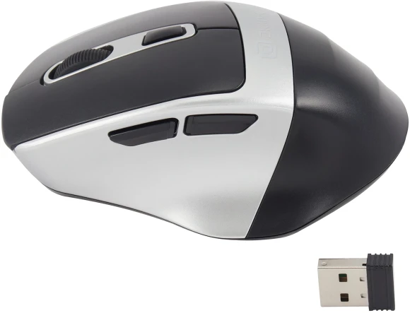 Мышь Оклик 516MW черный/серебристый оптическая 1600dpi silent беспров. BT/Radio USB для ноутбука 6but (1978689)
