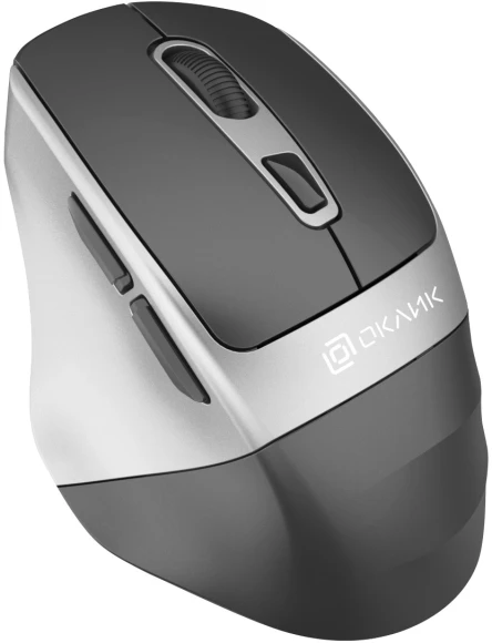 Мышь Оклик 516MW черный/серебристый оптическая 1600dpi silent беспров. BT/Radio USB для ноутбука 6but (1978689)
