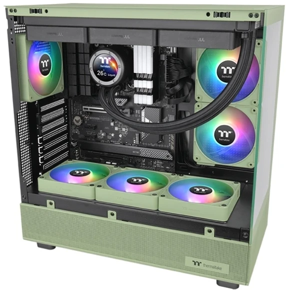 Вентилятор для корпуса Thermaltake CT140 EX Sync Matcha Reverse ARGB 140х140x25 зеленый 4-pin 32.8дБ (упак.:3шт) (CL-F199-PL14MG-A) Ret Вентилятор для корпуса Thermaltake CT140 EX Sync Matcha Reverse ARGB 140х140x25 зеленый 4-pin 32.8дБ (упак.:3шт) (CL-F199-PL14MG-A) Ret