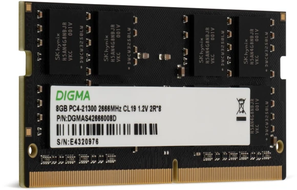 Память DDR4 8Gb 2666MHz Digma DGMAS42666008D RTL PC4-21300 CL19 SO-DIMM 260-pin 1.2В dual rank Ret Память DDR4 8Gb 2666MHz Digma DGMAS42666008D RTL PC4-21300 CL19 SO-DIMM 260-pin 1.2В dual rank Ret