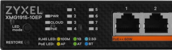 Коммутатор Zyxel XMG1915-10EP-EU0101F (L2+) 8x2.5Гбит/с 2SFP+ 8PoE++ 130W управляемый