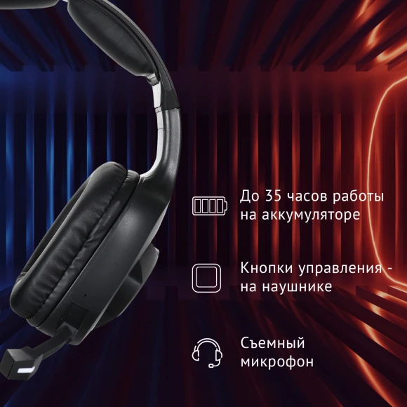 Наушники с микрофоном Оклик HS-L575G черный накладные BT оголовье (1895253) Наушники с микрофоном Оклик HS-L575G черный накладные BT оголовье (1895253)
